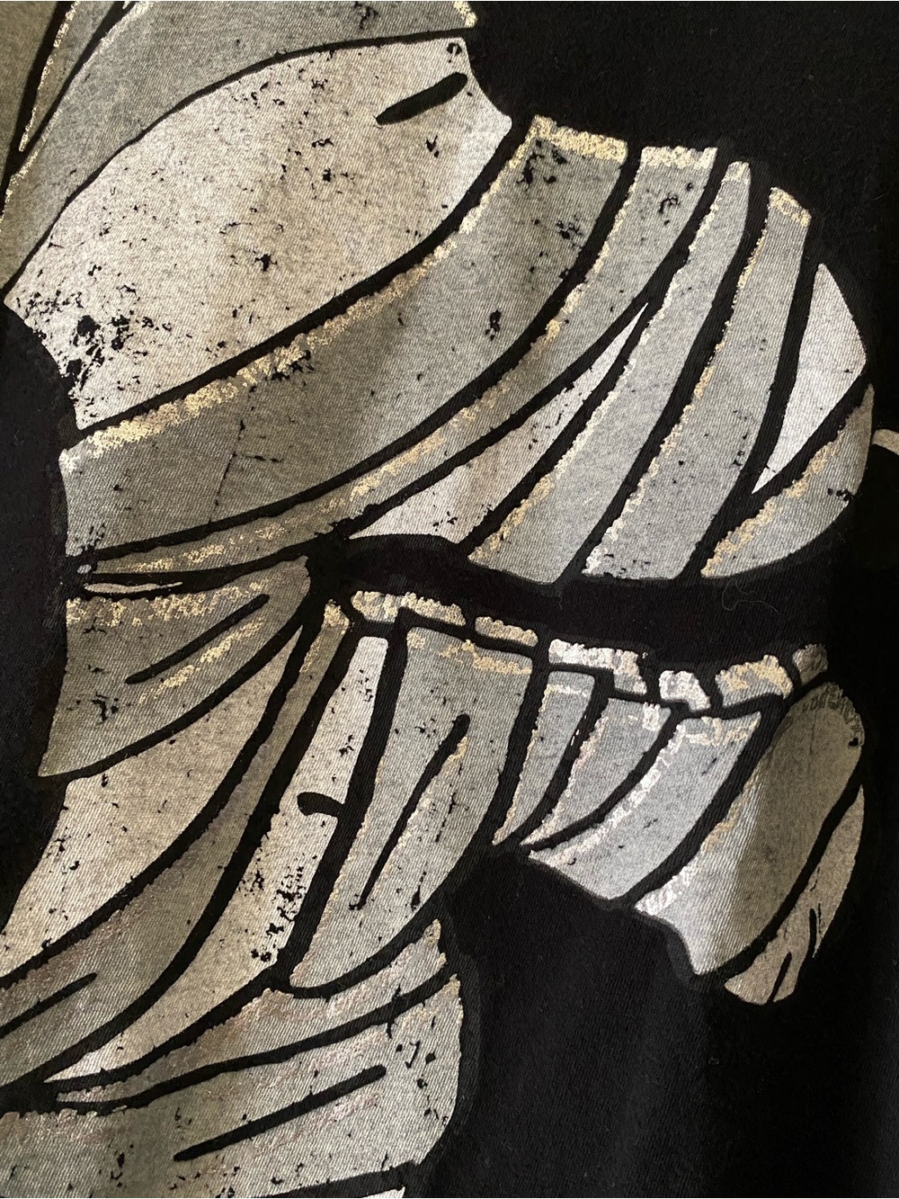 Peanuts Black Tee with Distressed Silver Metallic Snoopy Mummy Graphic - Picture 3 of 7